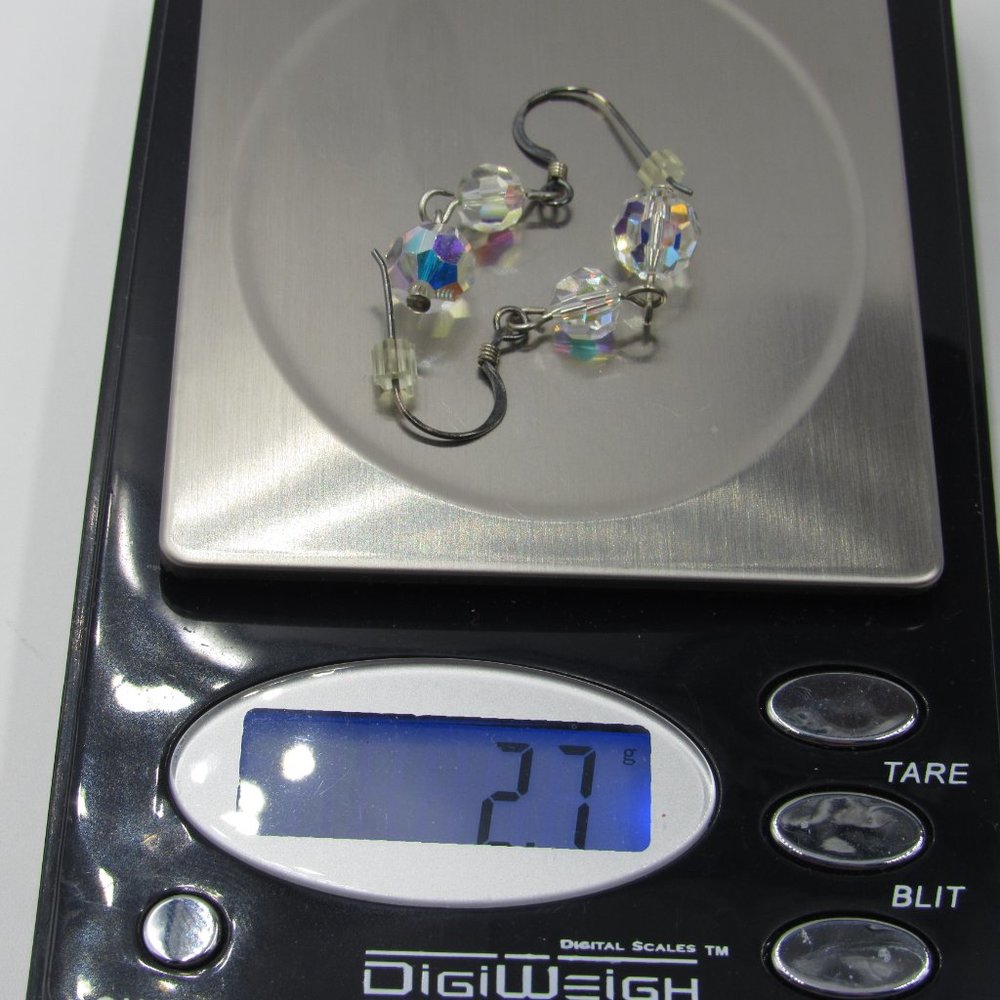 Sterling Silver Rustic Odd Crystal Dangle Earrings - image 4